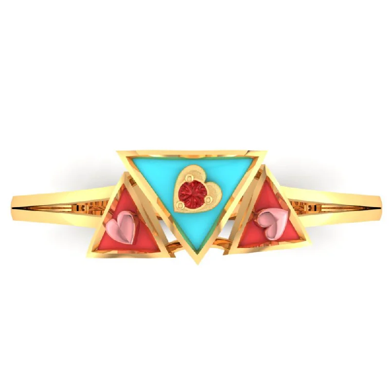 Dainty rings with subtle engraved star motifs -22k Gold Ring With A Triad Of Triangular Geometric Patterns On Top