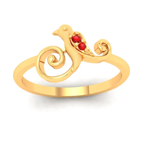 Rings with rose quartz for soft romance -14k Bird Shaped Gold Ring Embedded With The Finest Looking Stones From Amazea Collection