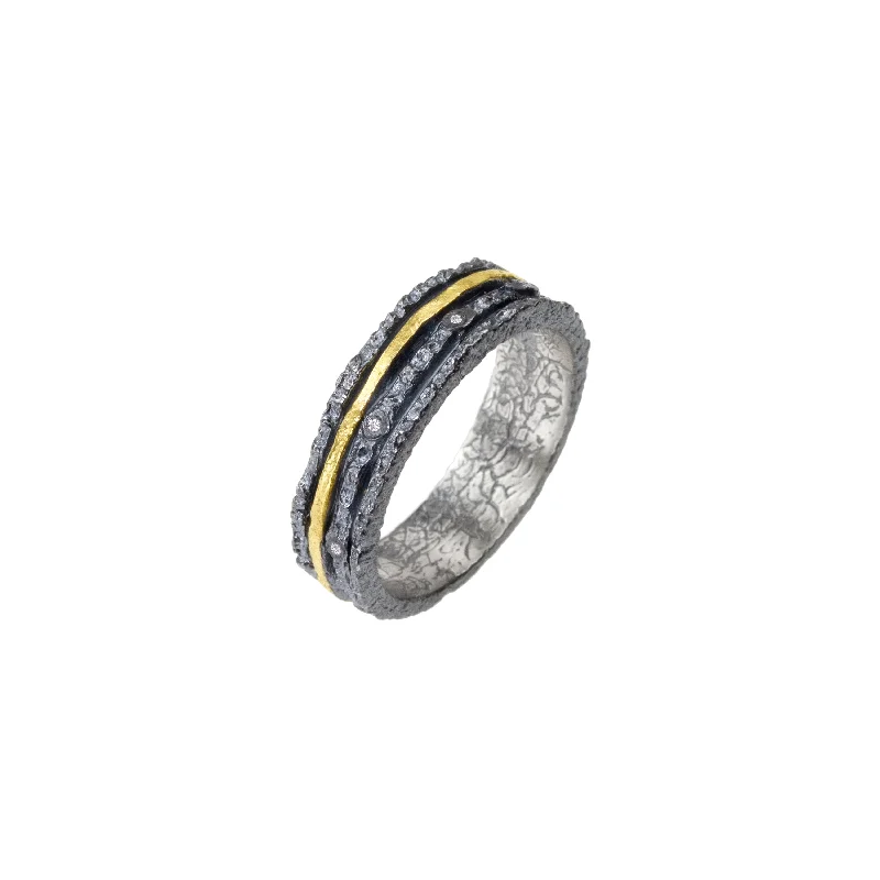 Rings with rough sapphire for rugged chic -Apostolos 6.3 mm Wide Ring with diamonds