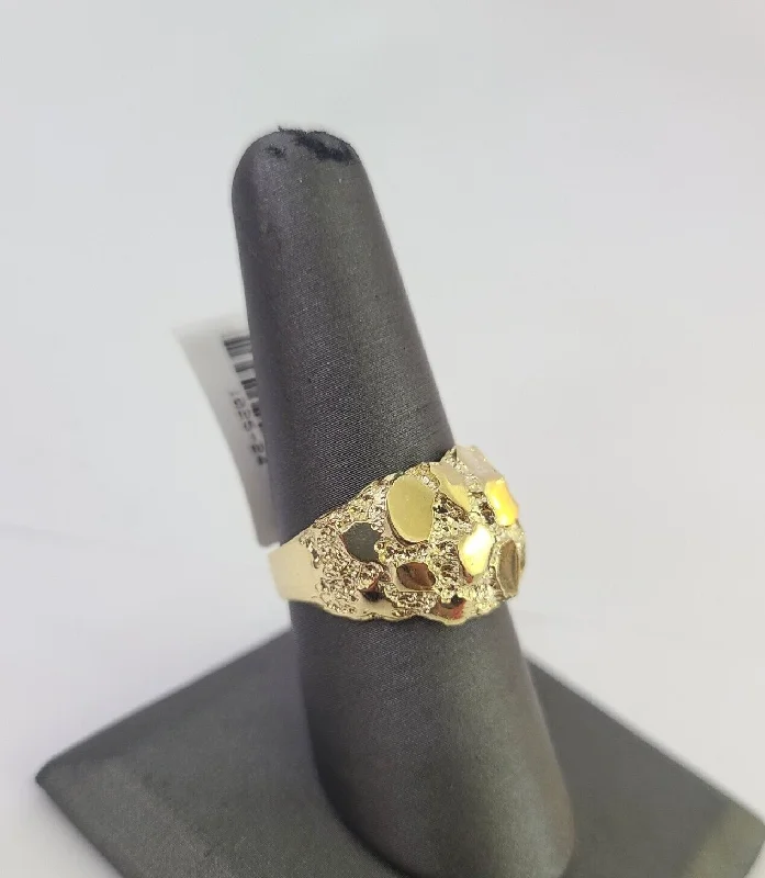 Rings with engraved constellations for stargazers -Real 10k Nugget Ring Yellow Gold Casual Ring 10kt Genuine