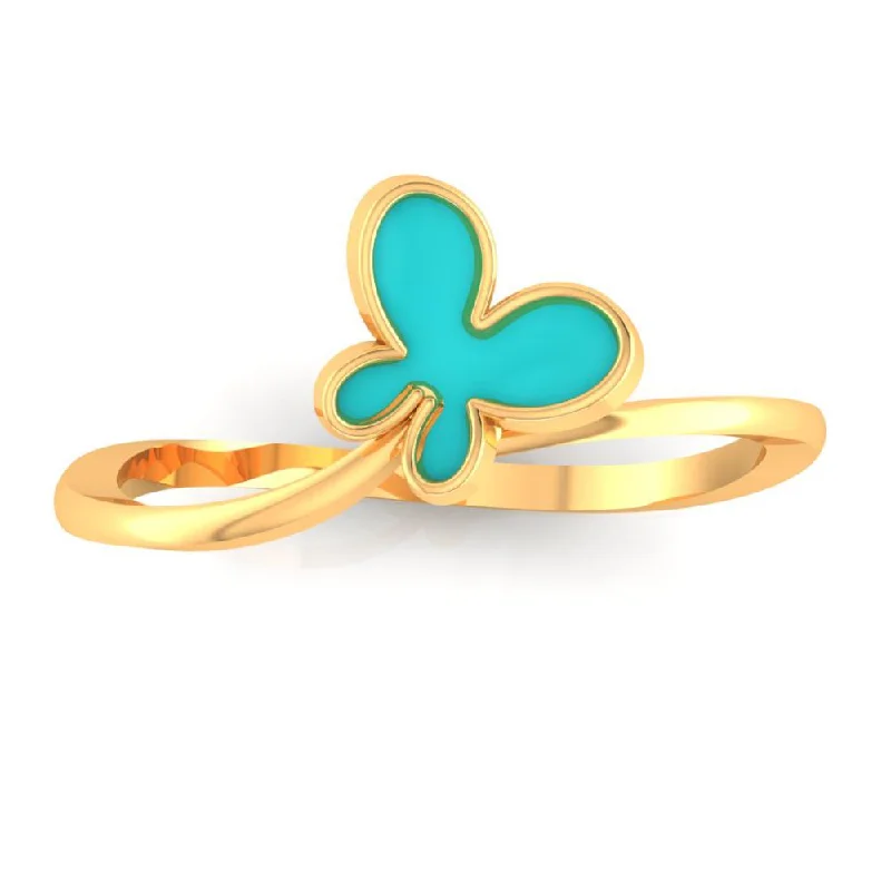 Rings with topaz stones for icy blue -22k Gold Ring With A Butterfly On Top