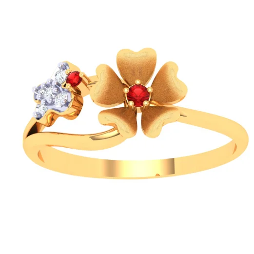 Rings with black diamond for striking contrast -14k Stunting Gold Ring With Floral Design From The Amazea Collection