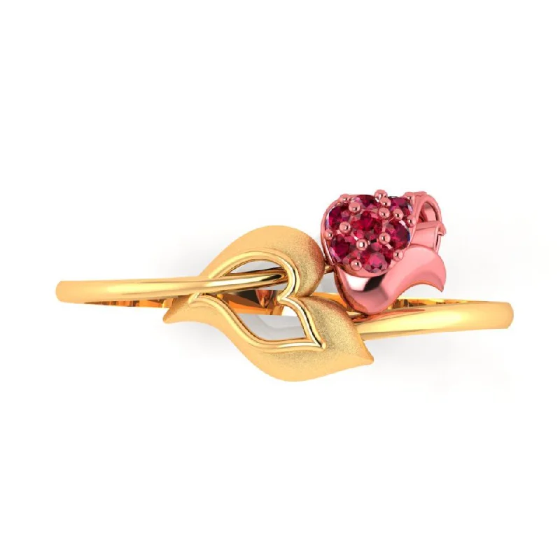 Rings with hexagon-cut stones for trendiness -14k Gold Ring With An Intricately-detailed Tulip On Top