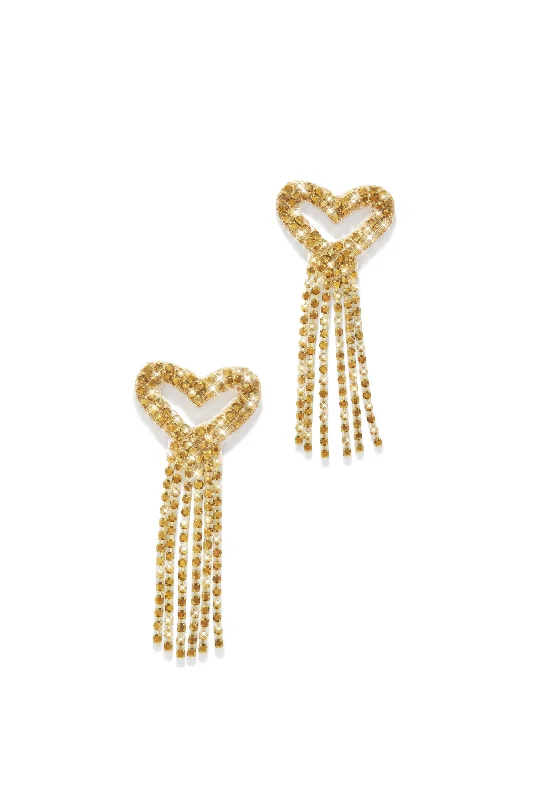 Rings with wave patterns for ocean vibes -Mi Amore Embellished Dangle Earring - Gold