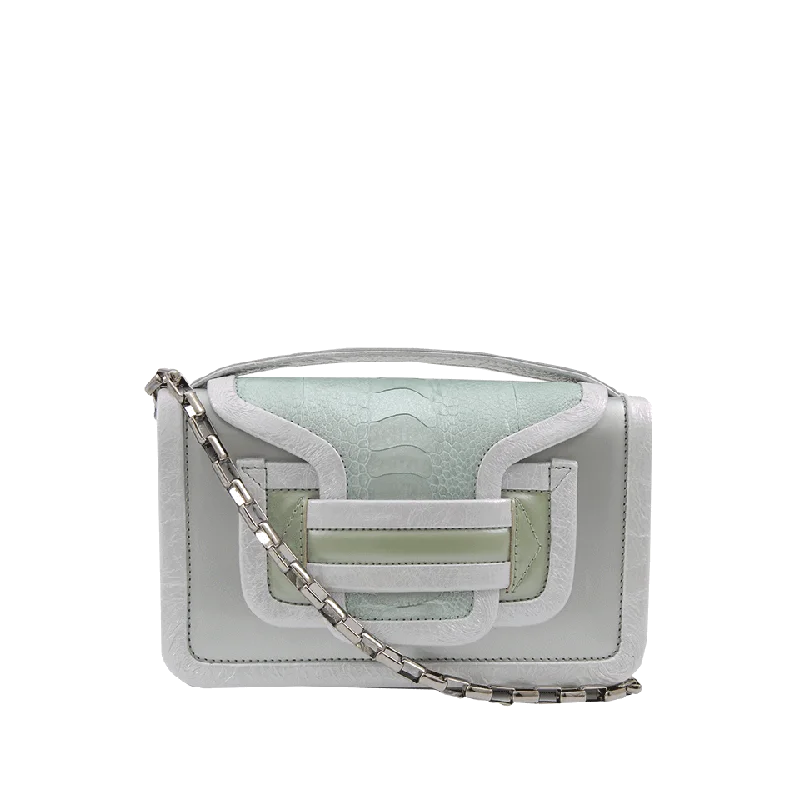 Women's bags with top zipper and sleek silhouette for modern, on-the-go style-Patent Flap Front Bag With Chain Strap