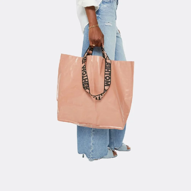 Women's bags with detachable straps and versatile design for different occasions-The Shopping Bag Duo (Rose Pink)