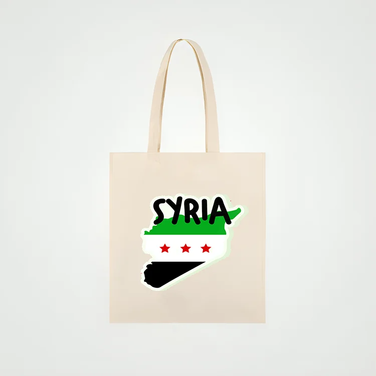 Women's bags with padded straps and sleek finish for comfort and style-Syrian Flag Tote Bag with Map Design