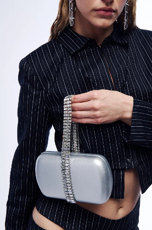 Women's bags with simple and refined design for professional and casual occasions-THE BEST IS YET TO COME EMBELLISHED MINI BAG IN SILVER