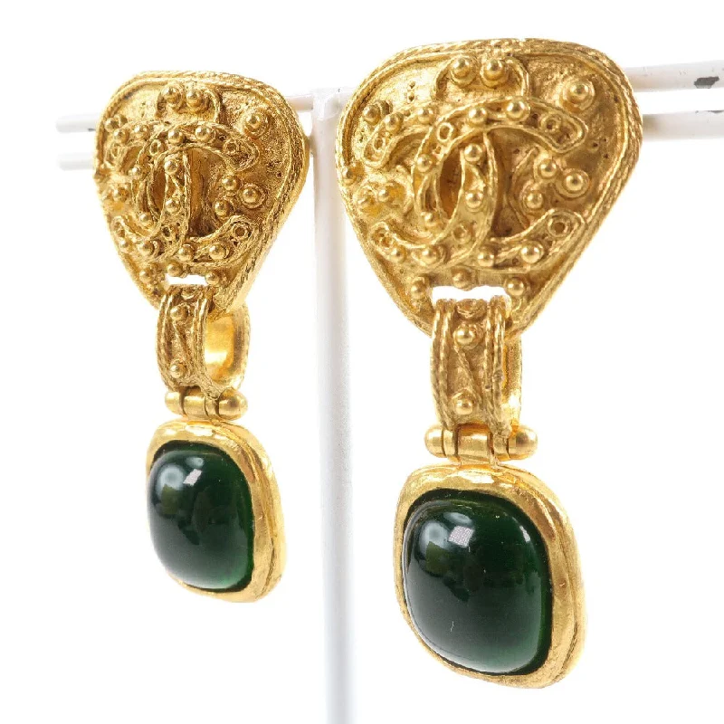 Rings with floral halo diamond arrangements -CHANEL Earring Green Stone Vintage G  Gold 94A  32.2g  A-Rank Earring A-Rank Earring