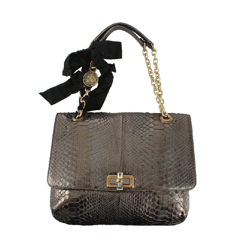 Women's bags with fold-over flap design and magnetic closure for easy access-Medium Python Happy Bag