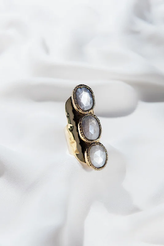 Rings with fluorite stones for rainbow shine -Ring - Moonstone Cocktail 24KG Gold  - SALE!