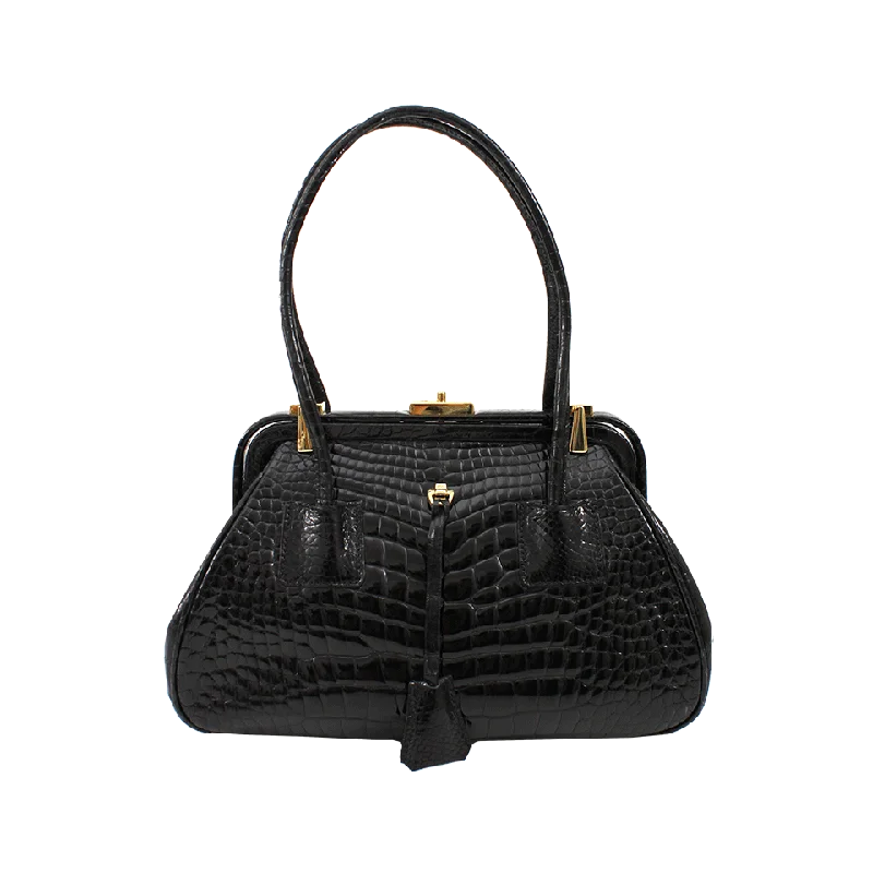 High-quality women's bags with luxury materials and detailed stitching for durability-Double Handle Alligator Bag