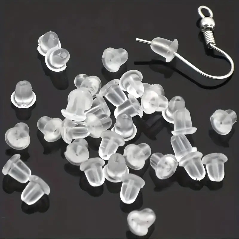 Rings with tourmaline gems for bold hues -100-Pieces: Transparent Plastic Ear Clog Ear Stud Earring Pin Backs Ear Plug