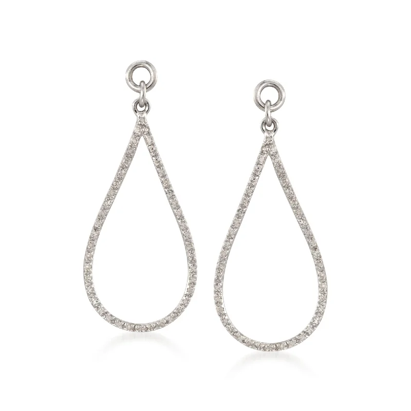 Rings with hammered silver for rustic appeal -Ross-Simons Diamond Open Teardrop Earring Jackets in Sterling Silver