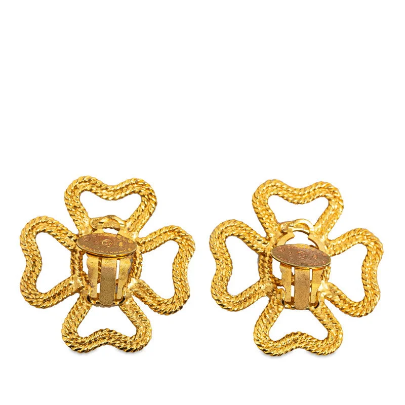 Rings with pave ruby for dazzling sparkle -Chanel Coco Clover Motif Earring G   Chanel