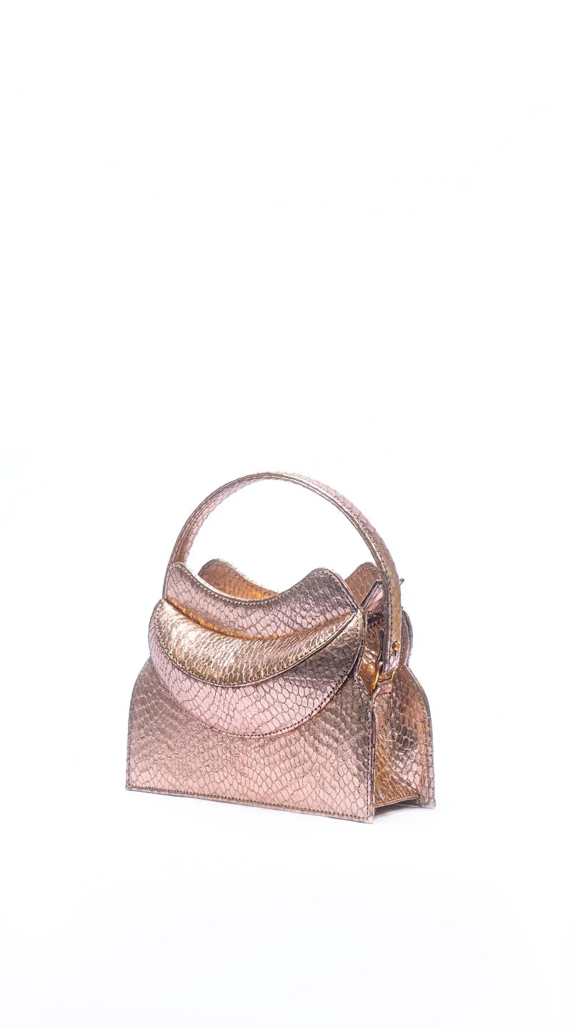 Classic women's bags with structured design and polished finish for office wear-Dada Pedon Luna Metallic Blush Zipper Mini tote bag