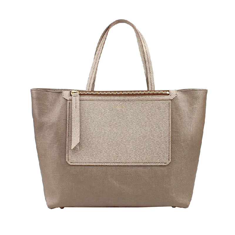 Elegant women's bags with woven texture and metallic chain strap for sophisticated look-Gold Easy Shopper Tote Bag