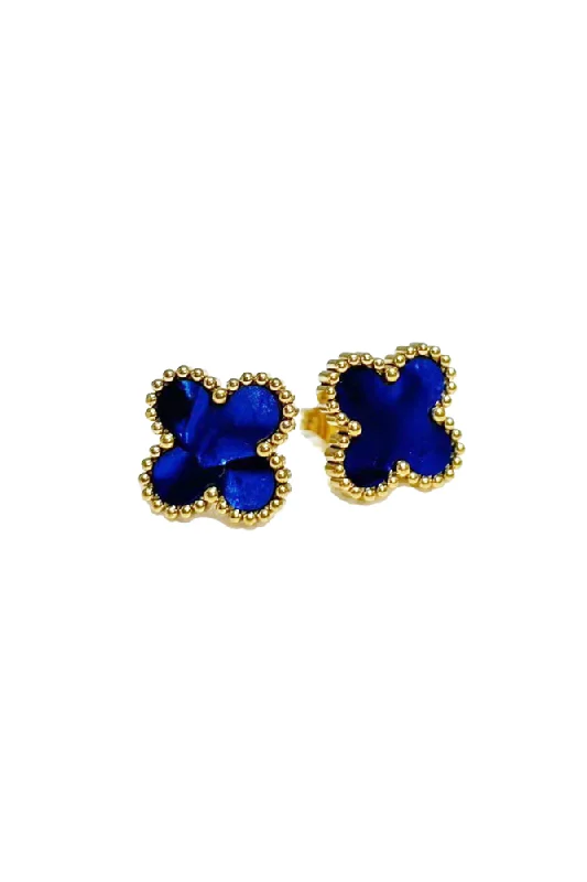 Rings with delicate filigree sapphire settings -Blue Clover Stud Earring By Susan Rose