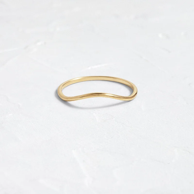 Simple rings with polished black onyx shine -Curved Pairing Band - In Stock