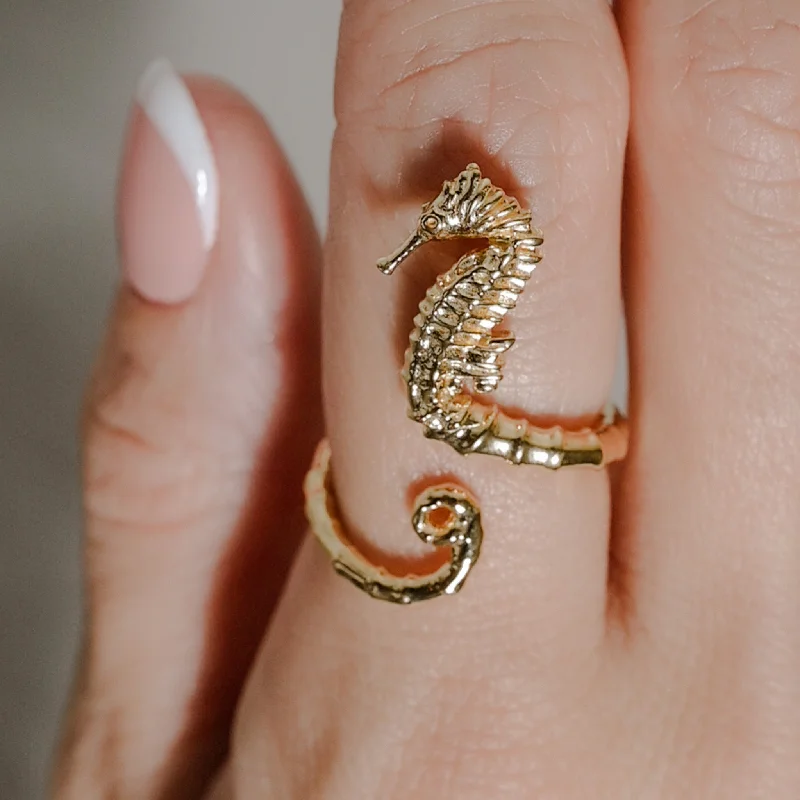 Rings with channel-set turquoise for color -Ring- Seahorse - SALE!