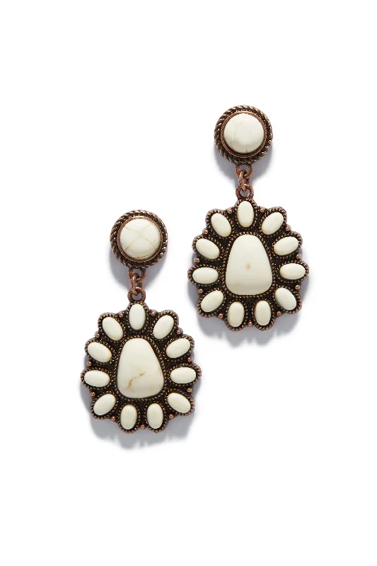 Rings with matte gold for subtle luxury -Macie Beaded Drop Earring - White