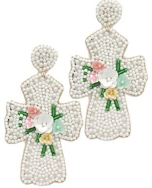 Rings with pave-set gemstones for brilliance -The Beaded Cross Earring Collection