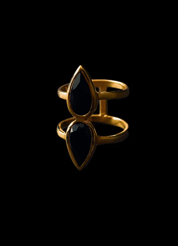 Rings with raw garnet stones for texture -Ring - Sustainable 14KG Isla Pear Shape