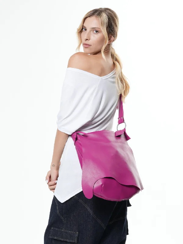 Women's bags with compact size and sleek design for easy travel and everyday use-Pink Leather Bag with a Flap