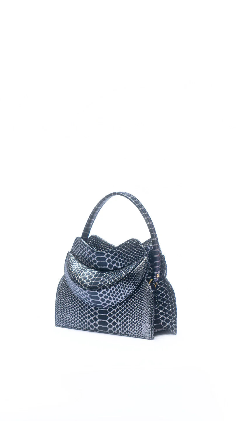 Fashion-forward women's bags with metallic finishes and sleek, modern design-Dada Pedon Luna Coal Crystal Zipper Mini Tote Bag