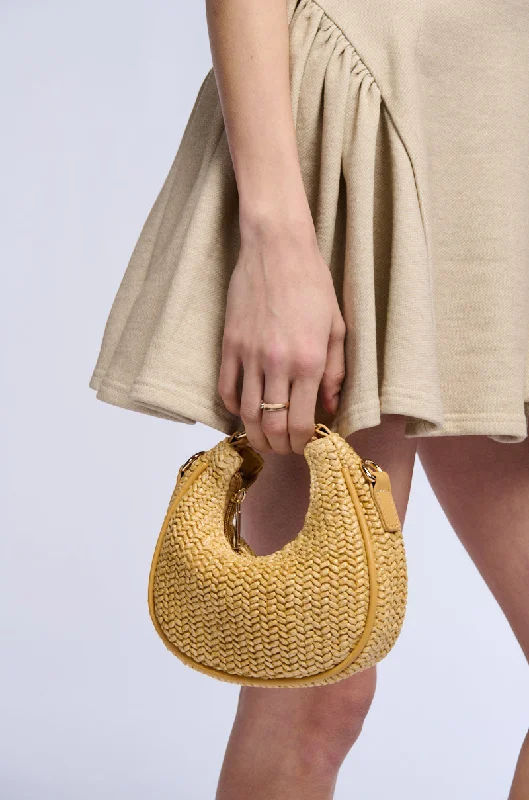 Women's bags with metallic accents and minimalist style for an edgy, fashionable look-POPPY RAFFIA MINI BAG