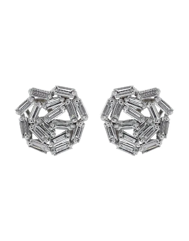 Women's bags with functional compartments and sleek, clean lines for practicality and style-Fireworks Baguette Diamond Spiral Earring