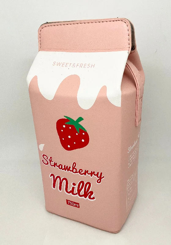 Trendy women's bags with textured fabric and minimalist design for modern chic-Strawberry Milk Novelty Bag