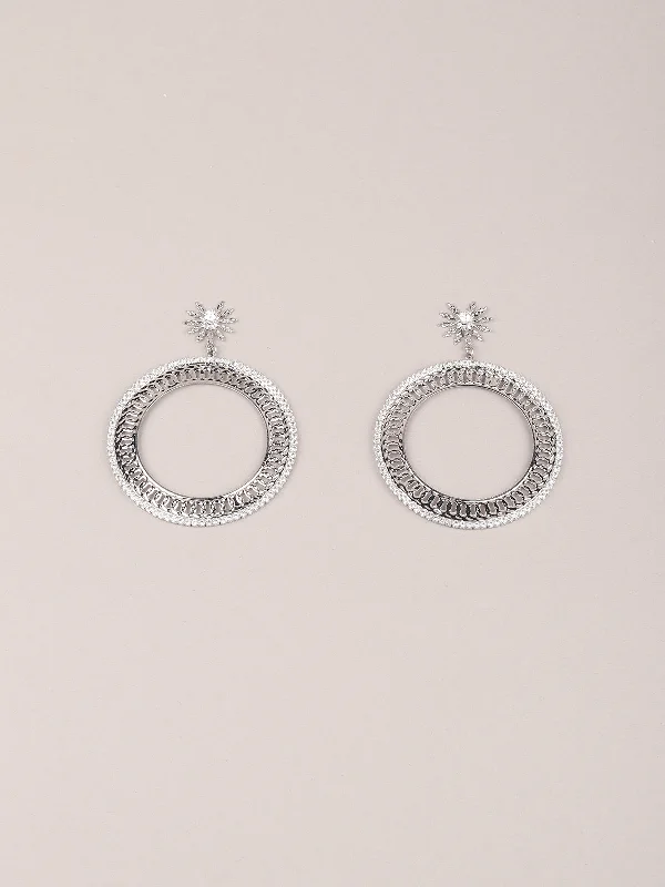 Rings with engraved constellations for stargazers -Odette Women Stylish Silver Dangler Earring