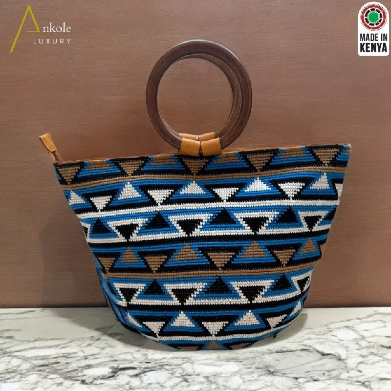 Women's bags with sporty design and functional details for active, on-the-go style-Ankole Luxury Jadi Crochet bags with wooden handle