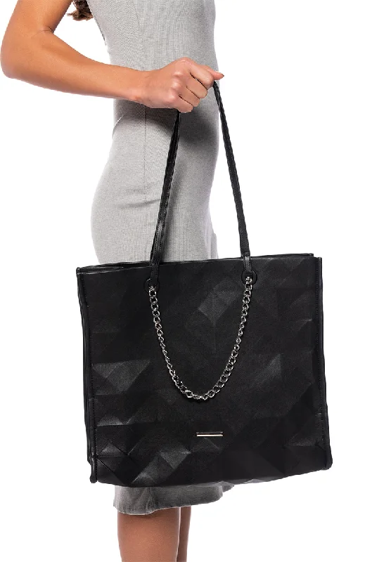 Women's bags with soft faux suede material and chic design for versatile wear-BUZZING BLACK TOTE BAG