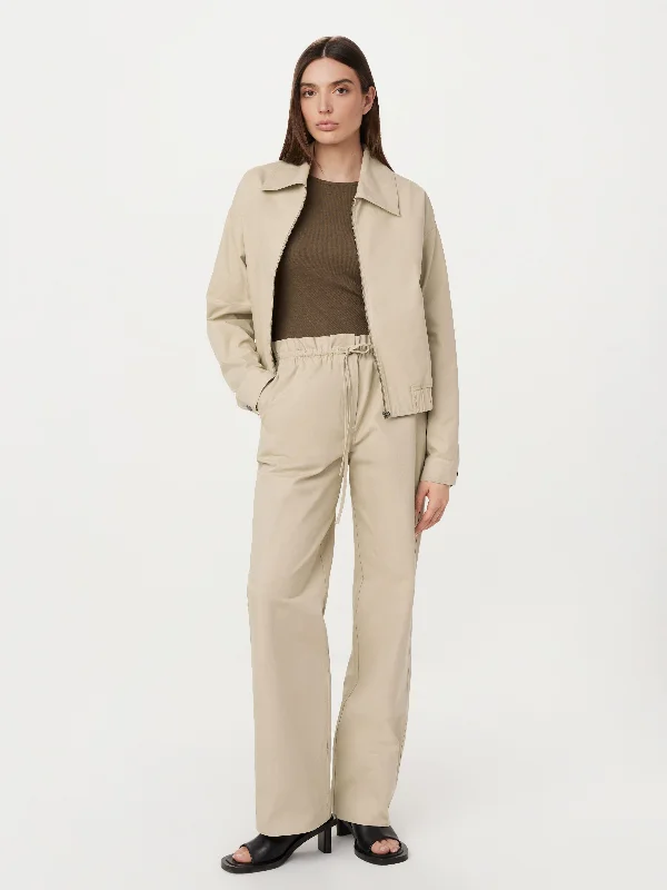 Women's bags with chic, structured design and textured leather for added flair-The Annie Paper Bag Loose Pant in Light Beige