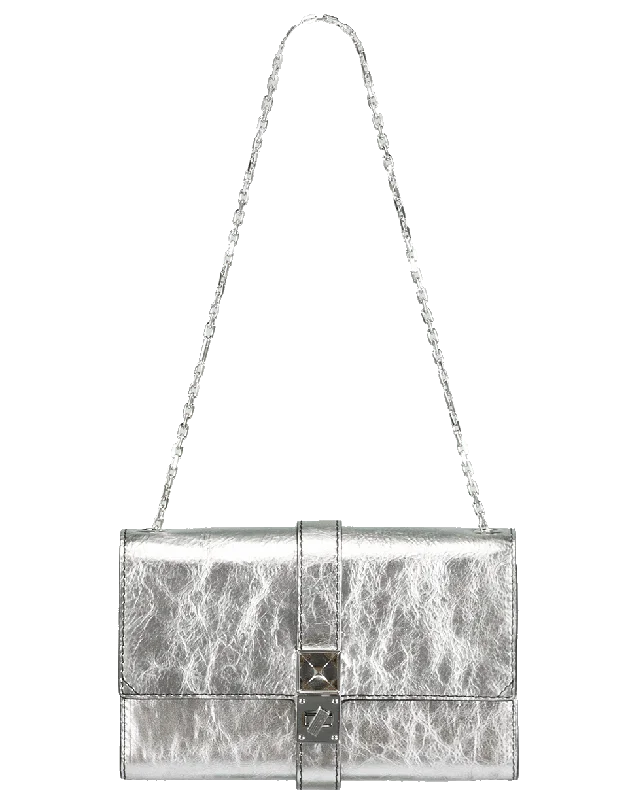 Women's bags with luxury leather finish and chic metallic accents for a premium look-Metallic PS11 Leather Chain Bag