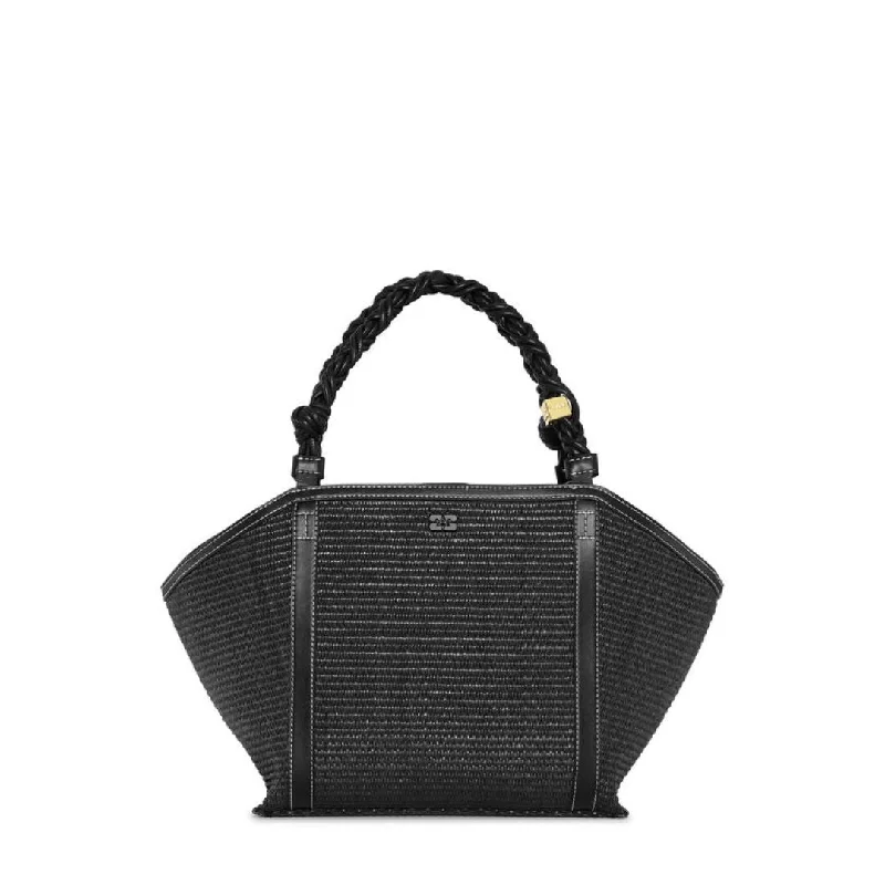 Elegant women's bags with long straps and minimalist design for versatile styling options-Bou Medium Tote Raffia Bag (Black)