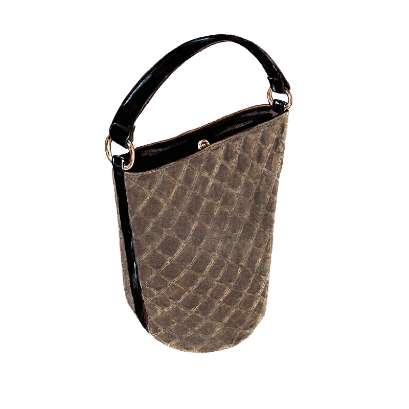 Elegant women's bags with rich velvet material and embroidered details for evening events-Quilted Bucket Bag