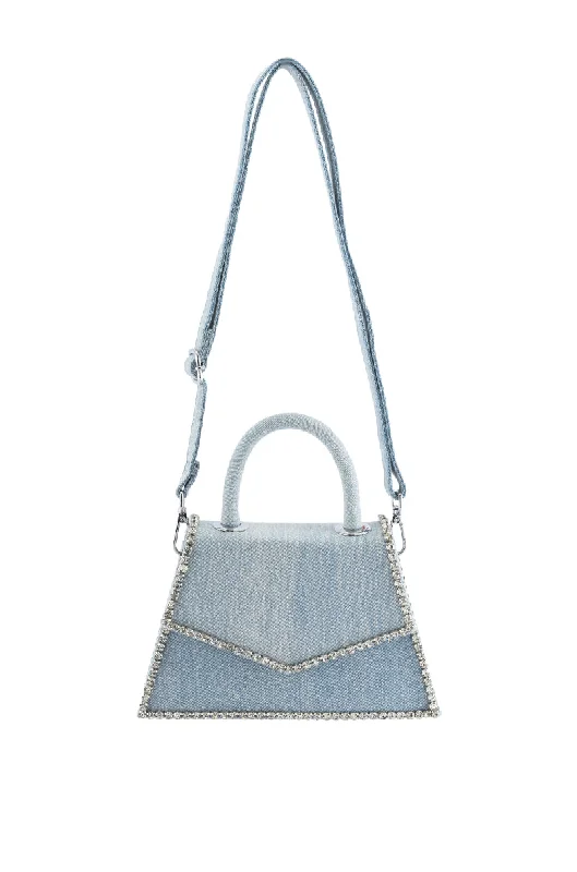 Women's bags with structured design and subtle texture for a refined, elegant finish-RICH RICH EMBELLISHED DENIM BAG