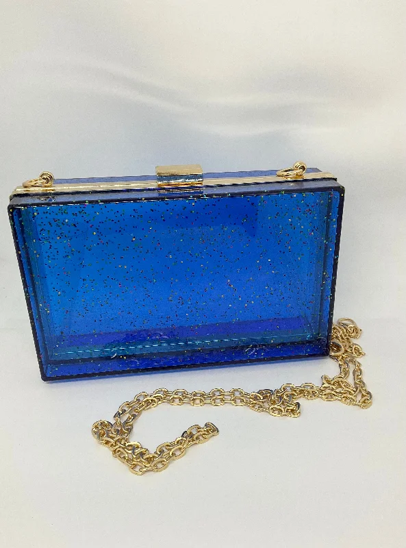 Stylish women's bags with soft velvet material and bold embellishments for glam-Blue Speckle  Clutch  Bag