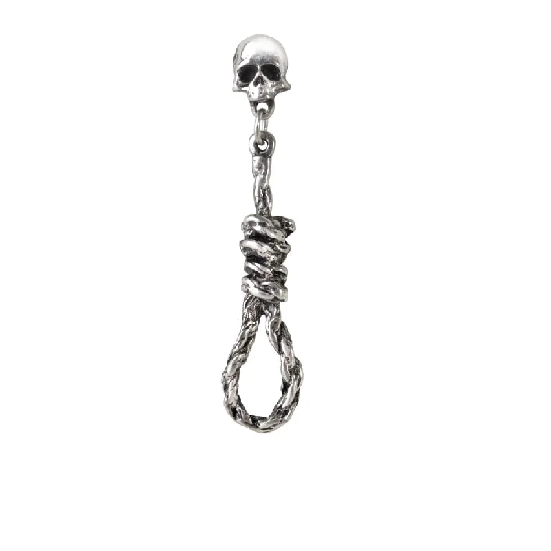 Rings with gothic rose quartz for drama -Skull Hang Man's Noose Earring