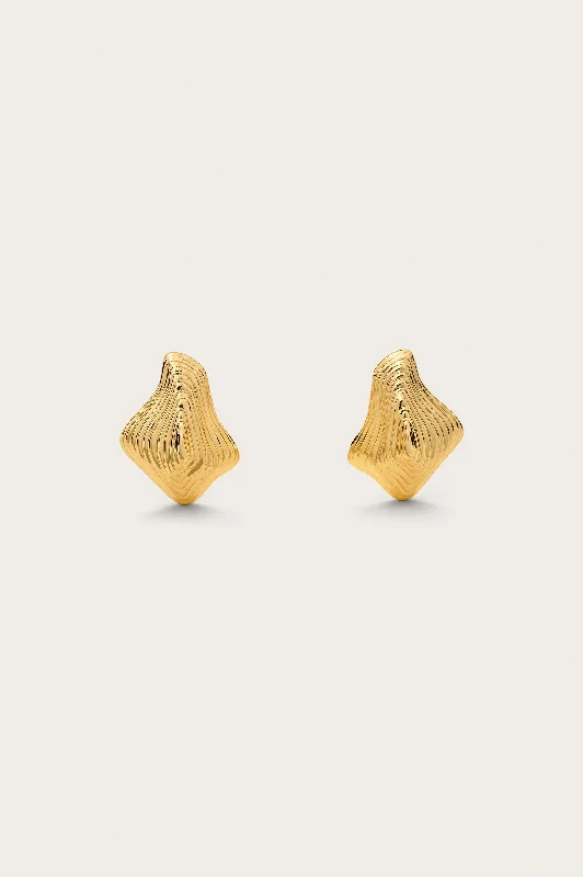 Rings with hexagon-cut stones for trendiness -RELIC EARRING - SHINY BRASS