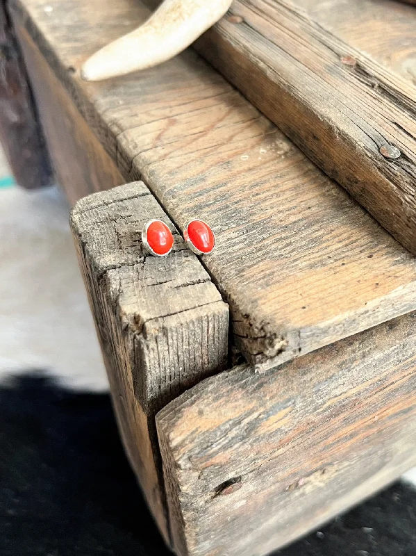 Rings with spiral ruby for bold twist -Komatiite Navajo Handcrafted Sterling Earring