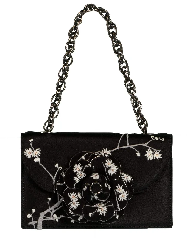 Women's bags with high-quality fabric and leather accents for durable, everyday use-Embroidered Satin TRO Bag