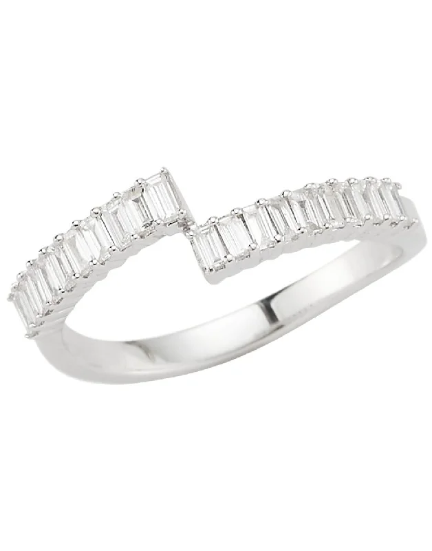 Women's bags with detachable straps and versatile design for different occasions-White Gold Sadie Pearl Split Baguette Ring