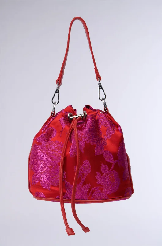 Women's bags with anti-theft design and hidden zippers for added security-ELEGANCE IS KEY BROCADE BUCKET BAG