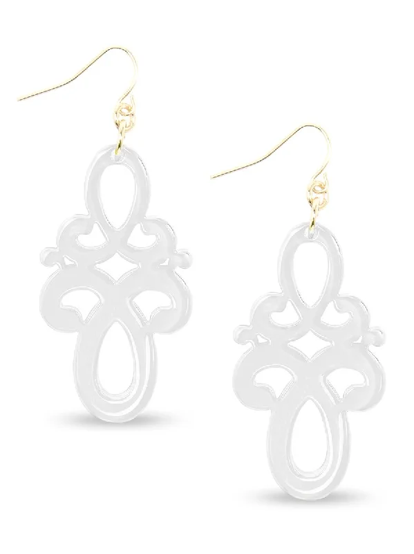 Rings with wave patterns for ocean vibes -Zenzii Double Scroll Drop Earring - White