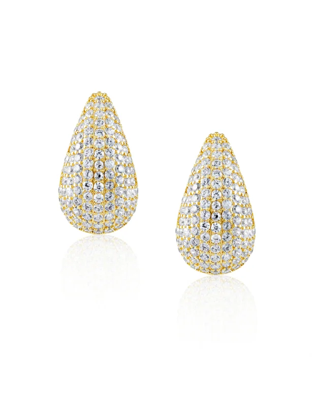 Rings with pave ruby for dazzling sparkle -Celine Mini CZ Raindrop Earring, Gold