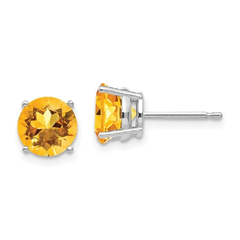 Rings with raw topaz for icy charm -14k White Gold 7mm Citrine earring